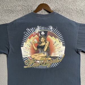 Vintage Y2K Biker Style Men's T-Shirt Mens XL Pin Up Girl Art Distressed Grunge
